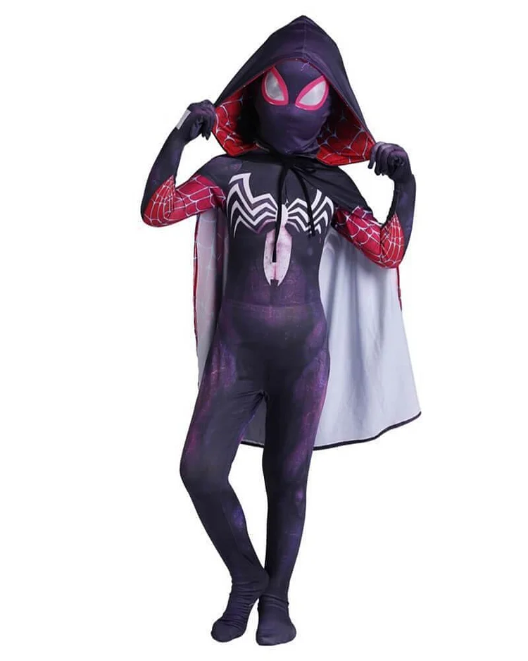 Girls Venom Symbiote Gwen Stacy Spider Kids Zentai Halloween Costume-Mayoulove