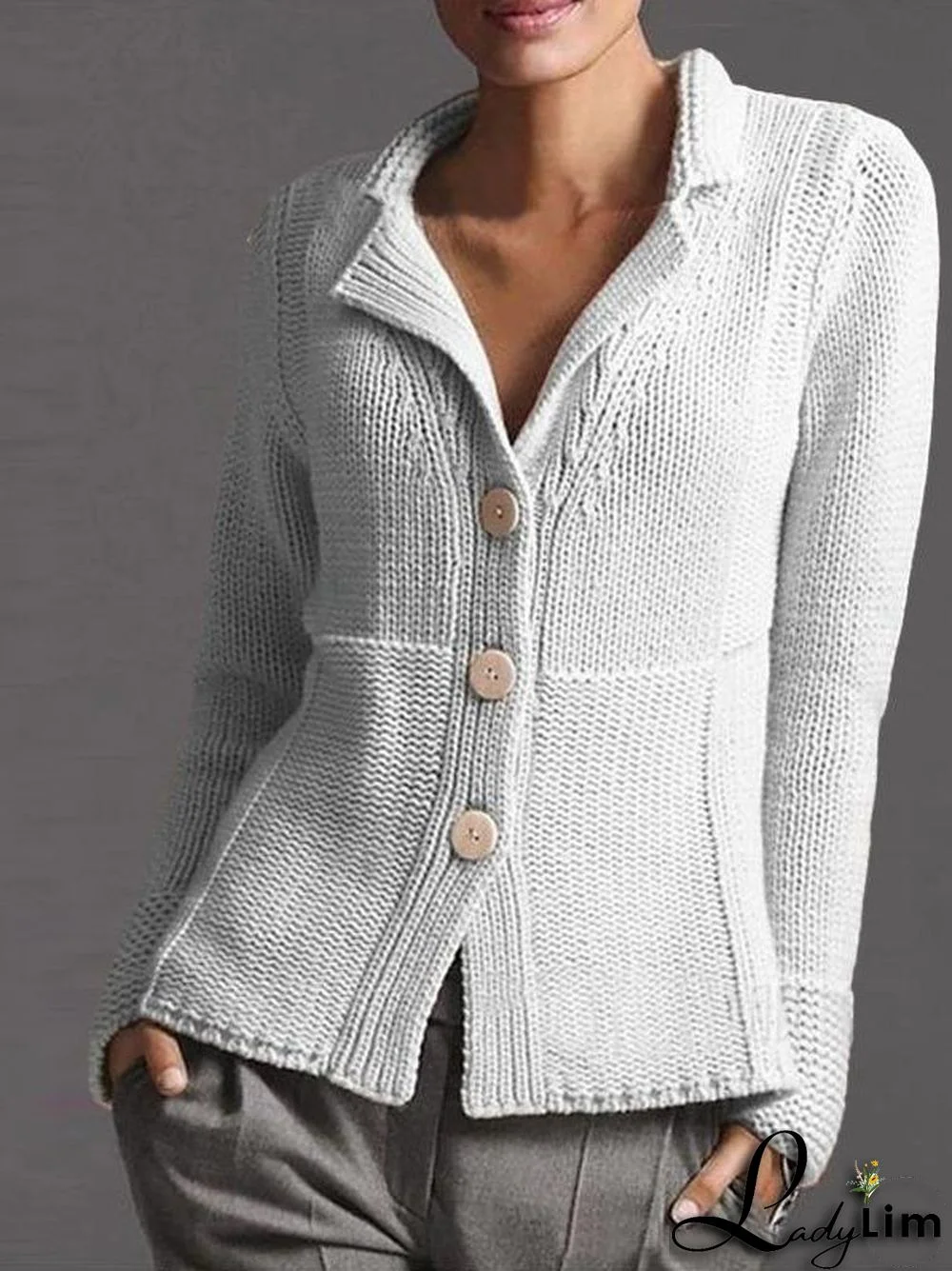 Women Button Up V-Neck Cardigan Sweater