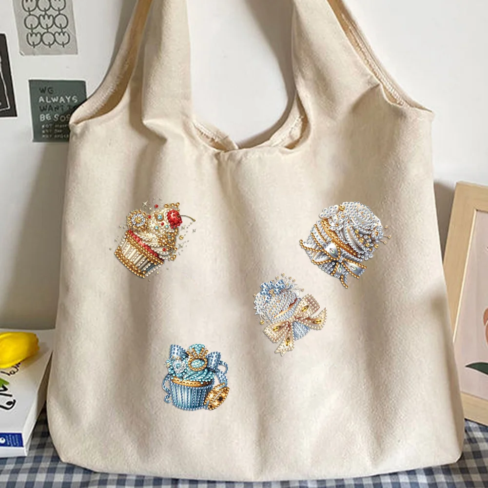 4pcs Cupcake DIY Diamond Painting Brooch Brooch Jewelry Kit DIY Diamond Pins