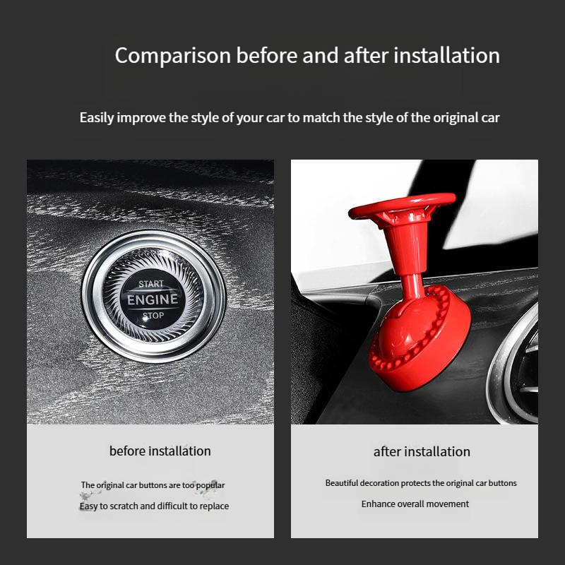 Car one-button start lever decorative sticker car start-stop button key protective cover
