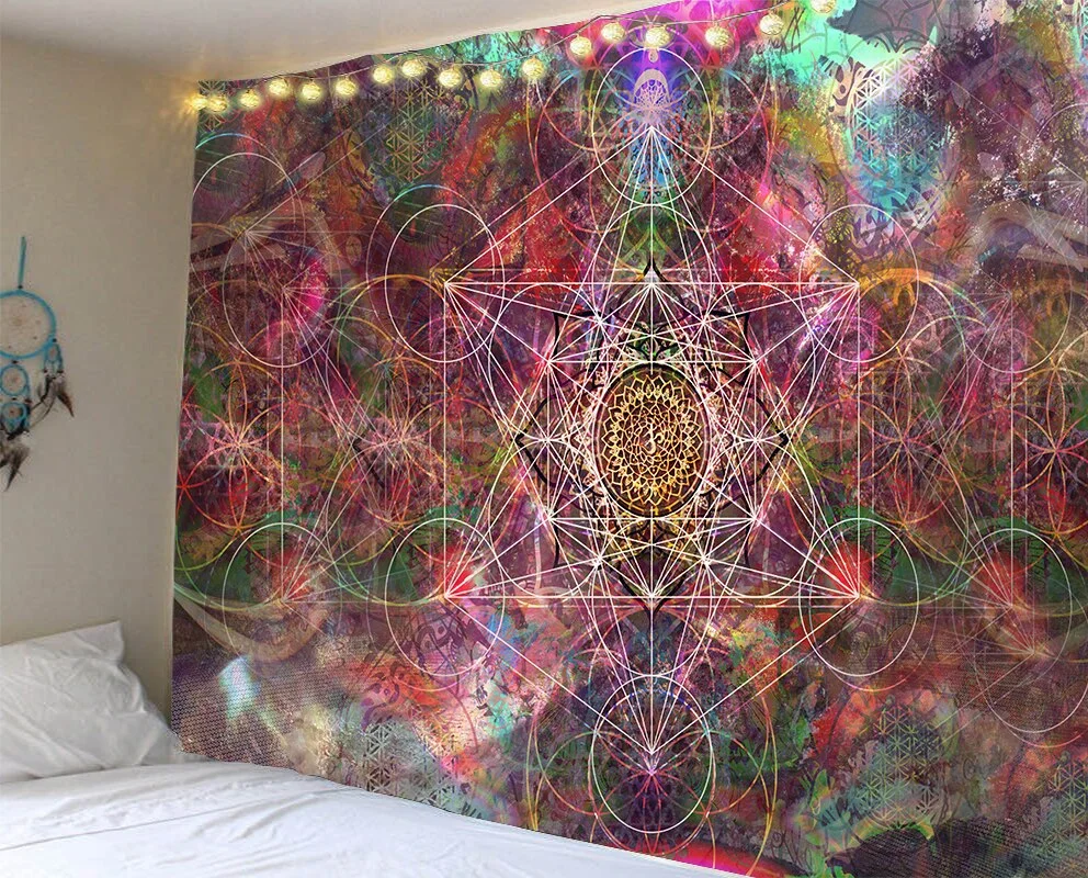 India Mandala Tapestry Wall Hanging Boho Decor Wall Cloth Tapestries Psychedelic Hippie Night Moon Tapestry Mandala Wall Carpet