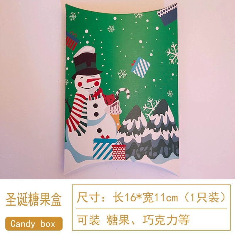 Christmas Pillow Box Candy Chocolate Packaging Box Nougat Baking Cookie Box New Year Nut Gift Box Empty Box