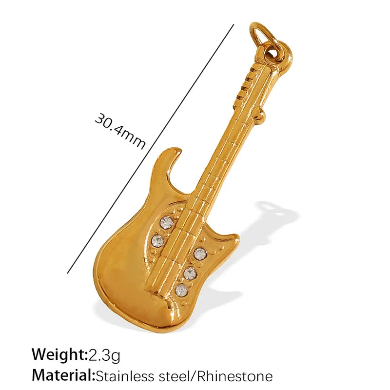 1 Piece 14.2*9.3mm 304 Stainless Steel Artificial Rhinestones 18K Gold Plated Moon Heart Shape Horseshoe Pendant Jewelry Accessories