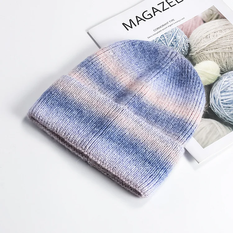 Warm And Thick Rainbow Gradient Wool Hat