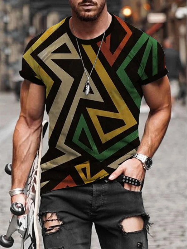 Abstract Printed Round Neck Loose T-shirt