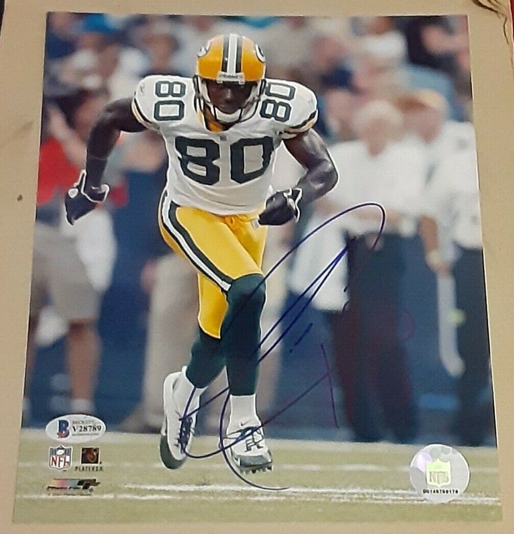 DONALD DRIVER GREEN BAY PACKERS SIGNED AUTOGRAPHED Photo Poster painting FILE 8X10 BAS #V28789