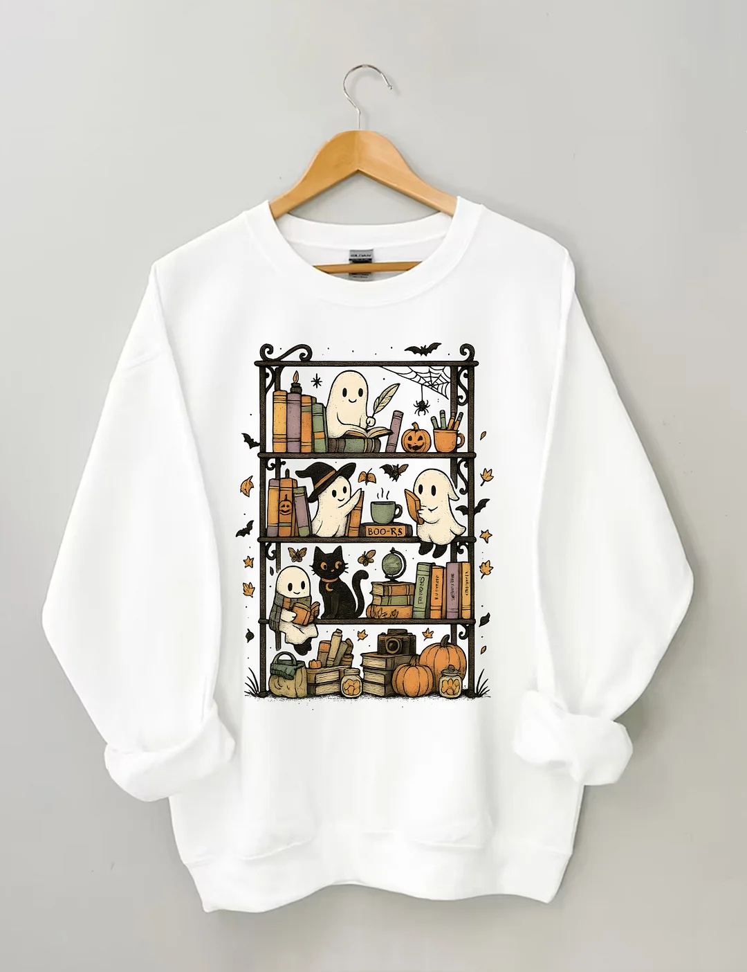 Retro Halloween Bookshelf Sweatshirt