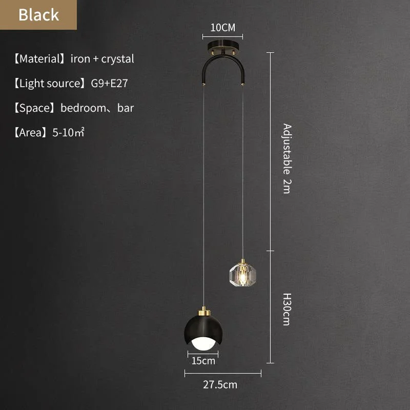 Postmodern Bedside Crystal Chandelier Gold Black Long Line Led Dining Room Chandelier Interior Lighting Bedroom Sitting Room Bar