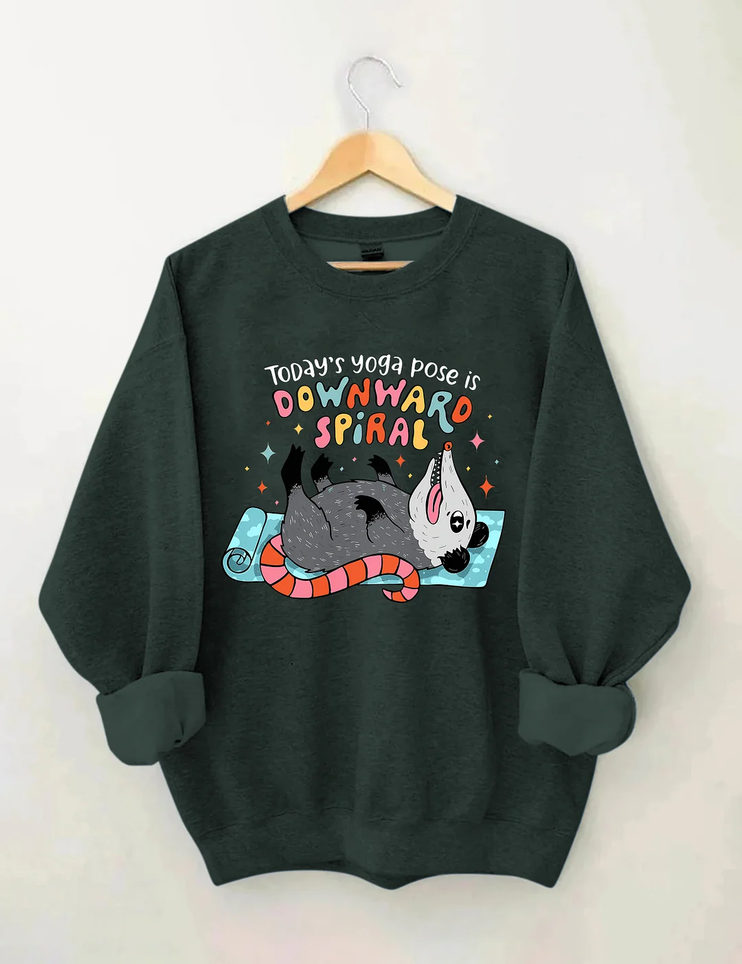 Today's Yoga Pose Is Downward Spiral Possum Sweatshirt
