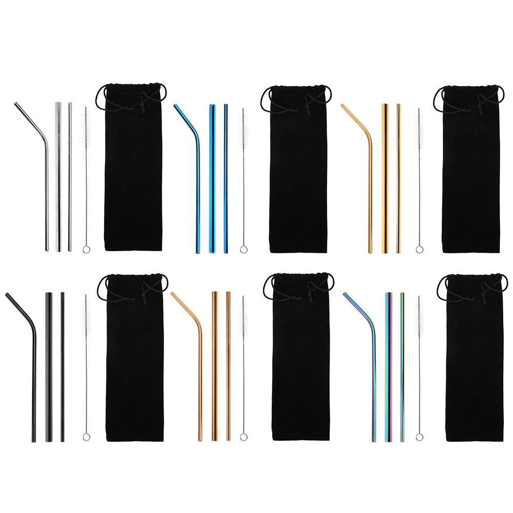 

5pcs/Set Reusable Stainless Steel Straight Bent Drinking Straws Clean Brush, 501 Original