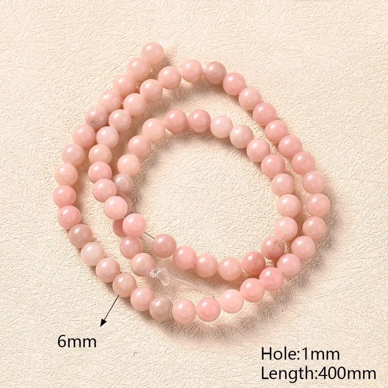 1 Strand/Package 10mm 6mm 8mm Hole Under 1mm Hole 1~1.9mm Natural Stone Pink Opal Simple Solid Color Polished Beads