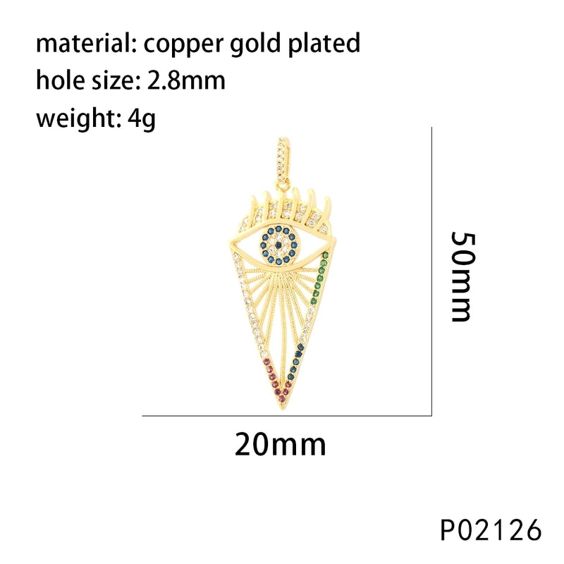 1 Piece 20*50mm 21*11mm 27*23mm Copper Zircon 18K Gold Plated Devil’s Eye Pendant