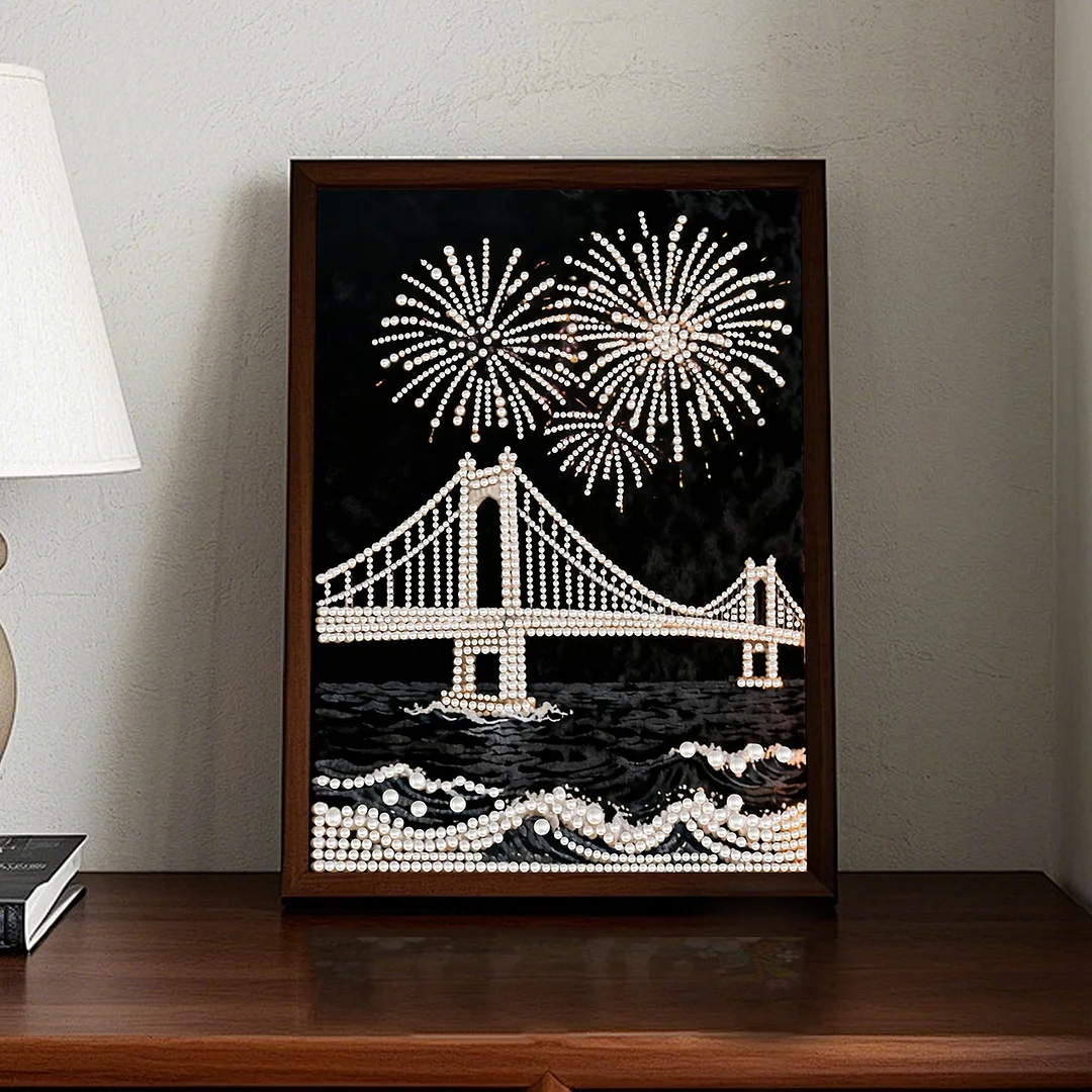 Bridge DIY Pearl Painting Art Kits Pearl Gem Paintings Picture Arts Craft 30x40cm for Adults Beginners Home Wall Decor No Frame