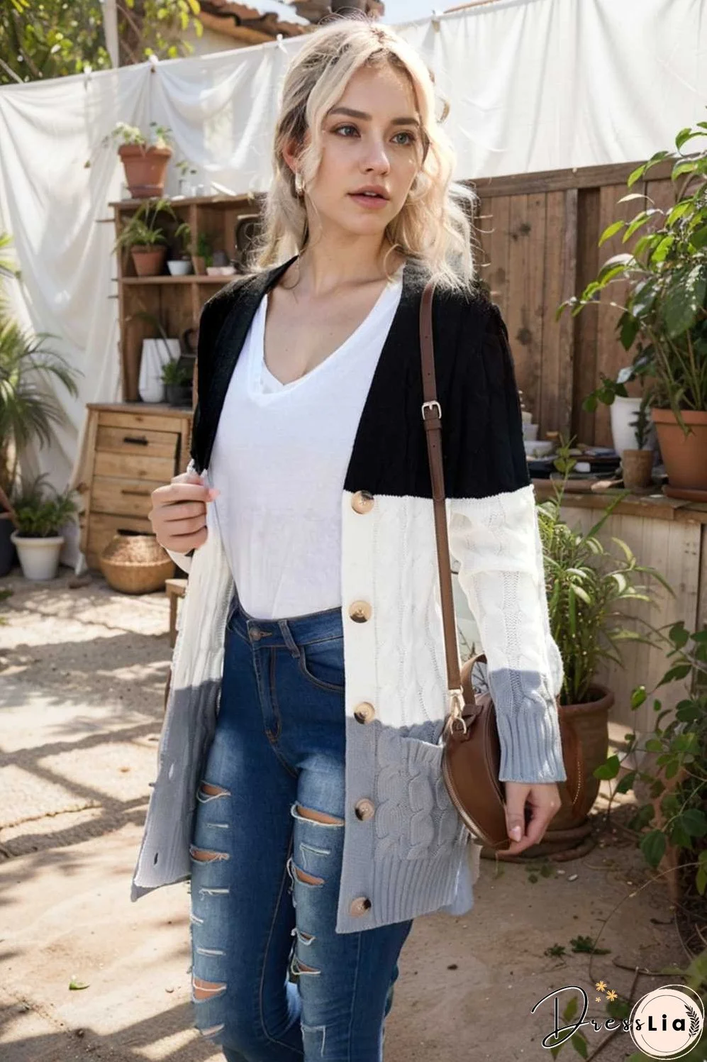 cozy cable knit button front long sleeve cardigan