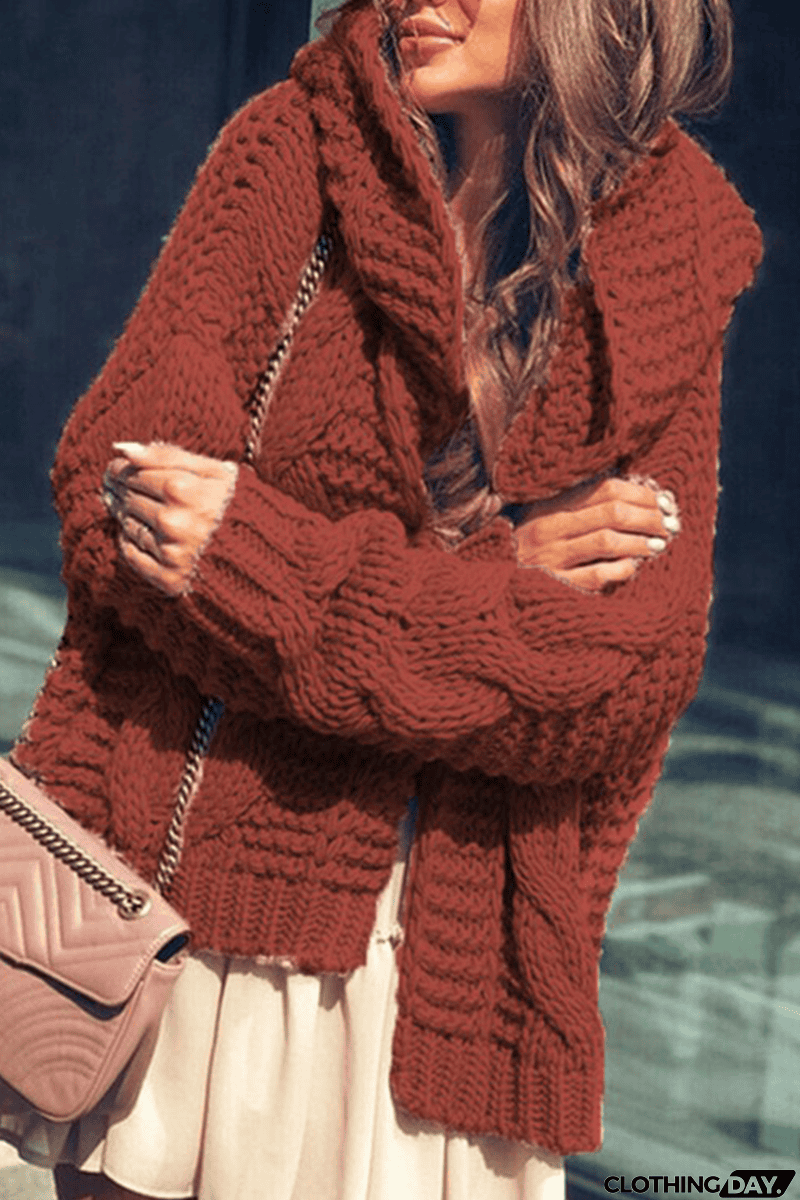 Casual Solid Split Joint Hooded Collar Tops