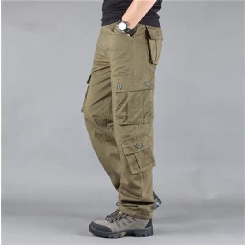 Aonga Fashion Military Style Men's Cargo Pants Casual Multi Pockets Tactical Military Pants Spring Cotton Army Trousers Men 8 Pockets aonga