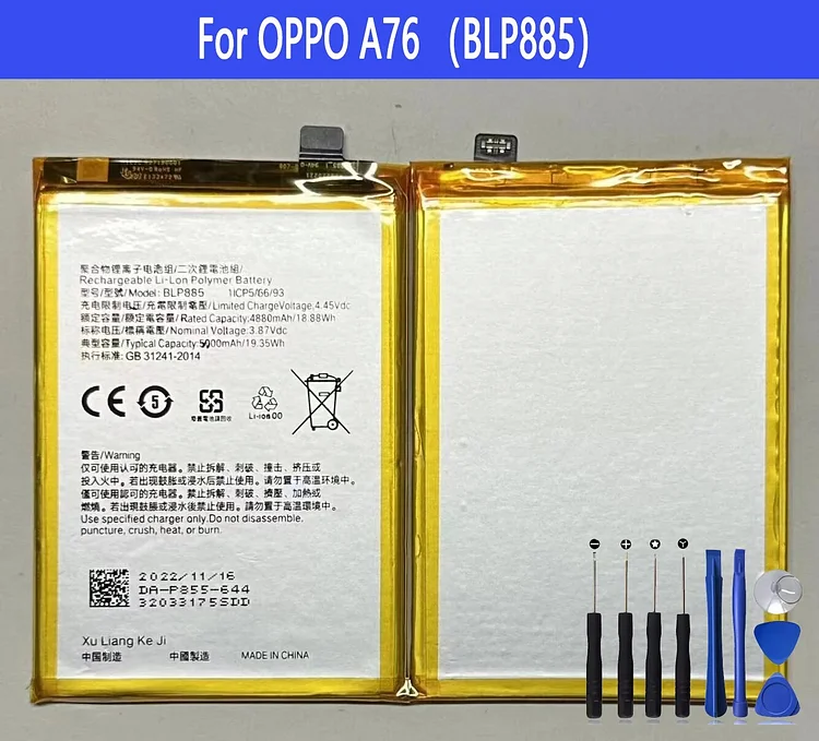 BLP885 Battery For OPPO A76 Repair Part Original Capacity Mobile Phone Batteries Bateria
