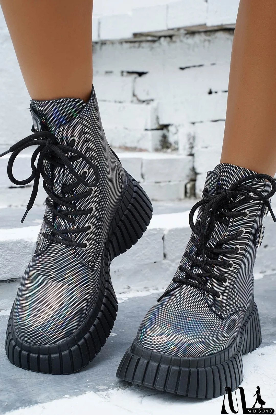 MidiSono - Glossy Platform Martin Boots