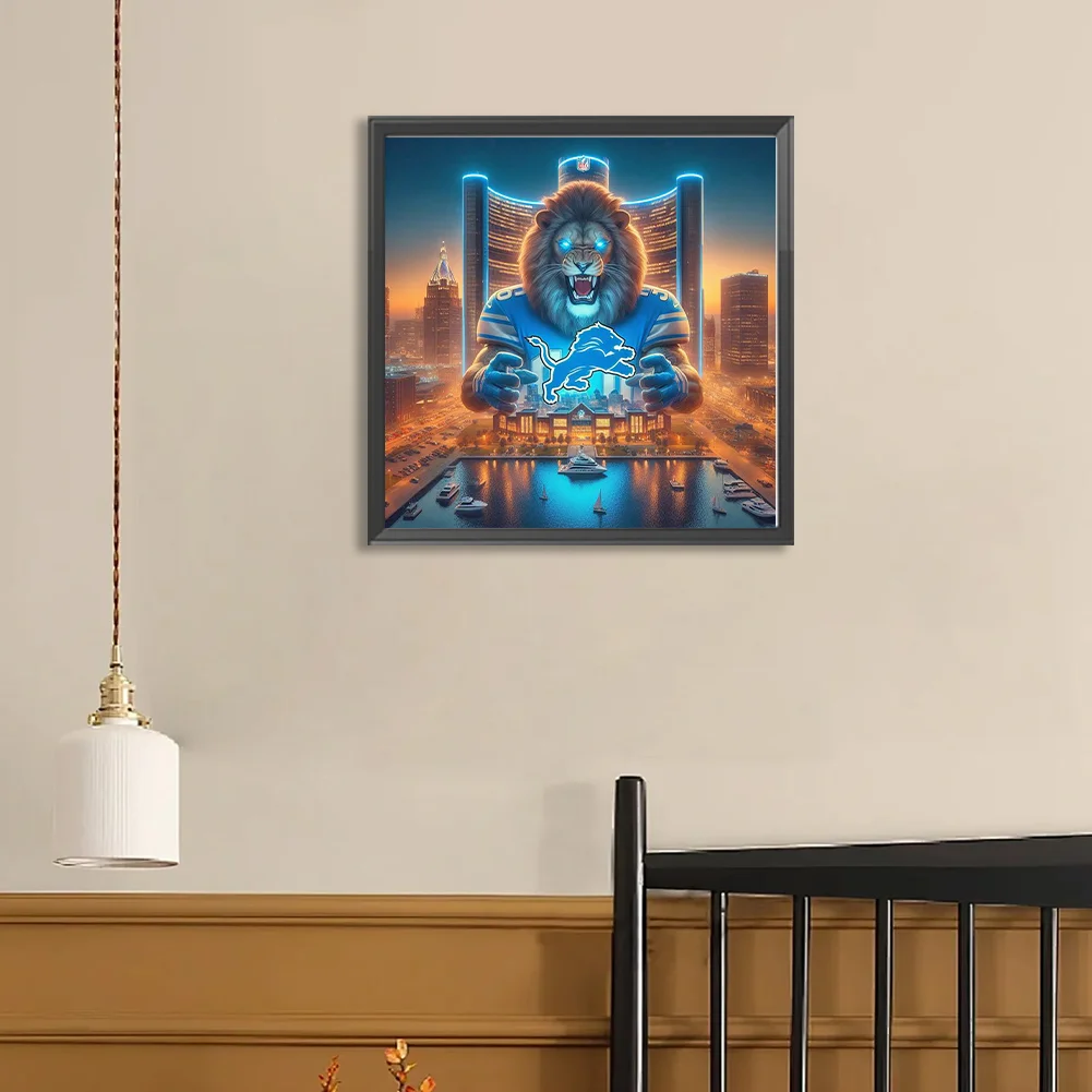 Diamond Painting - Full Round Drill - Detroit Lions(Canvas|40*40cm)