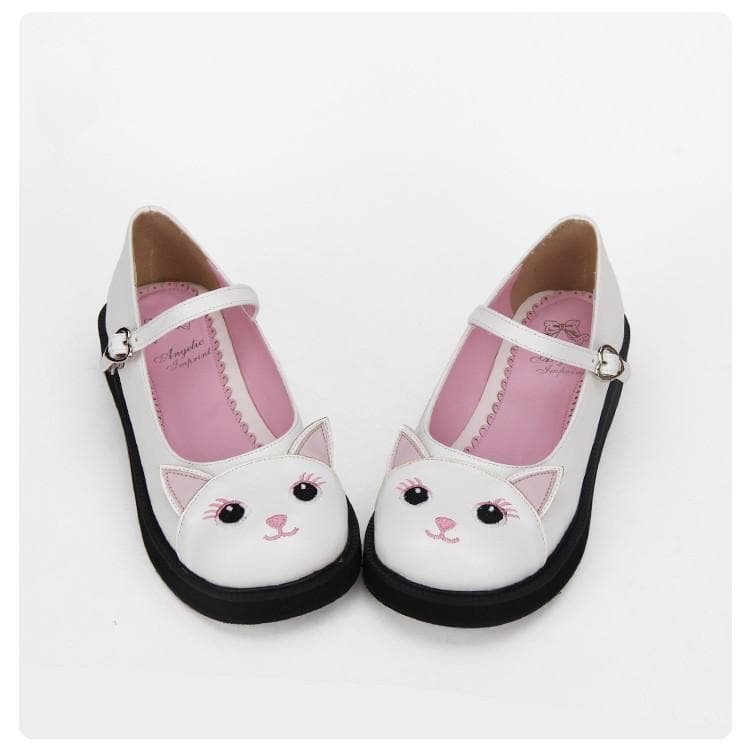 White Kawaii Kitty Lolita Shoes SP179342