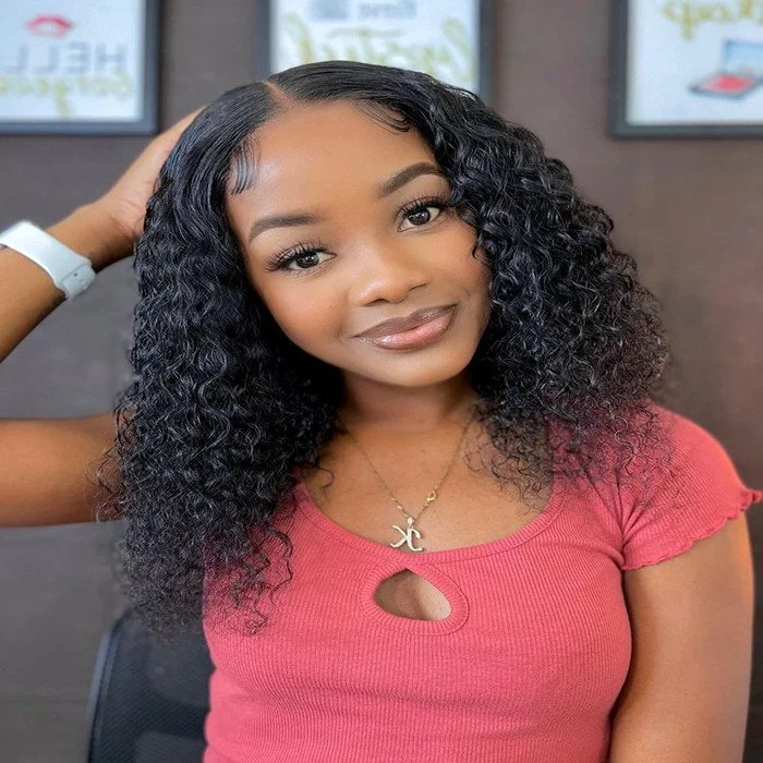 Wignee Kinky Curly 13x4 Lace Front Natural Black Glueless Human Hair Wigs Wignee hair