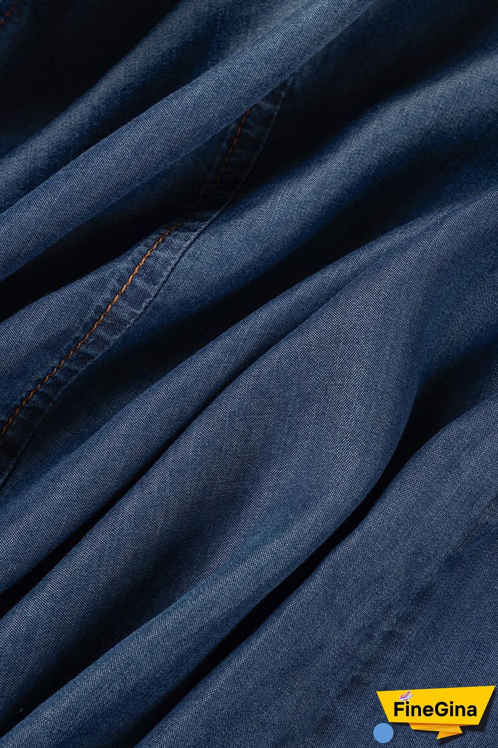 Blue Casual Solid Slit Turndown Collar Tops