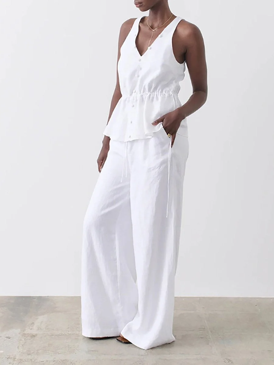 Casual sleeveless two-piece suit