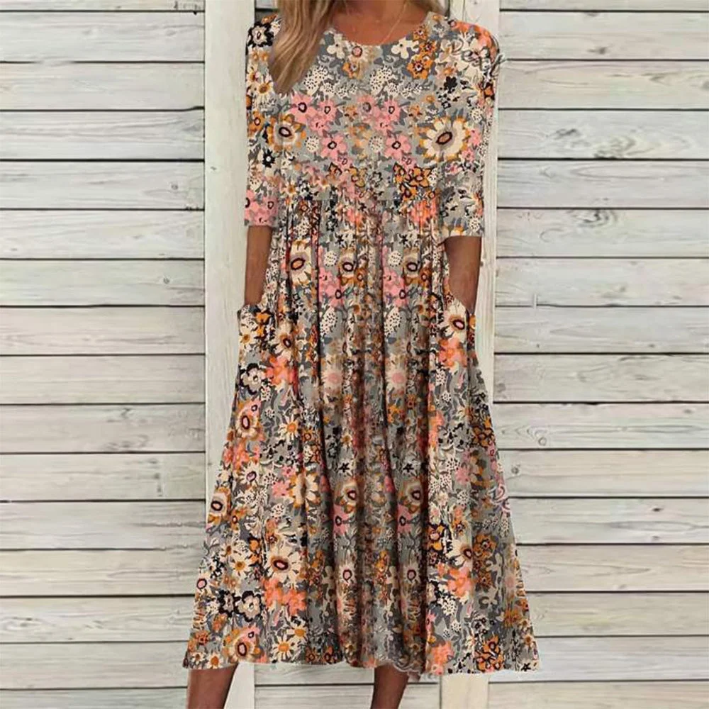 Floral Days Front Pocket Prairie Midi Dress