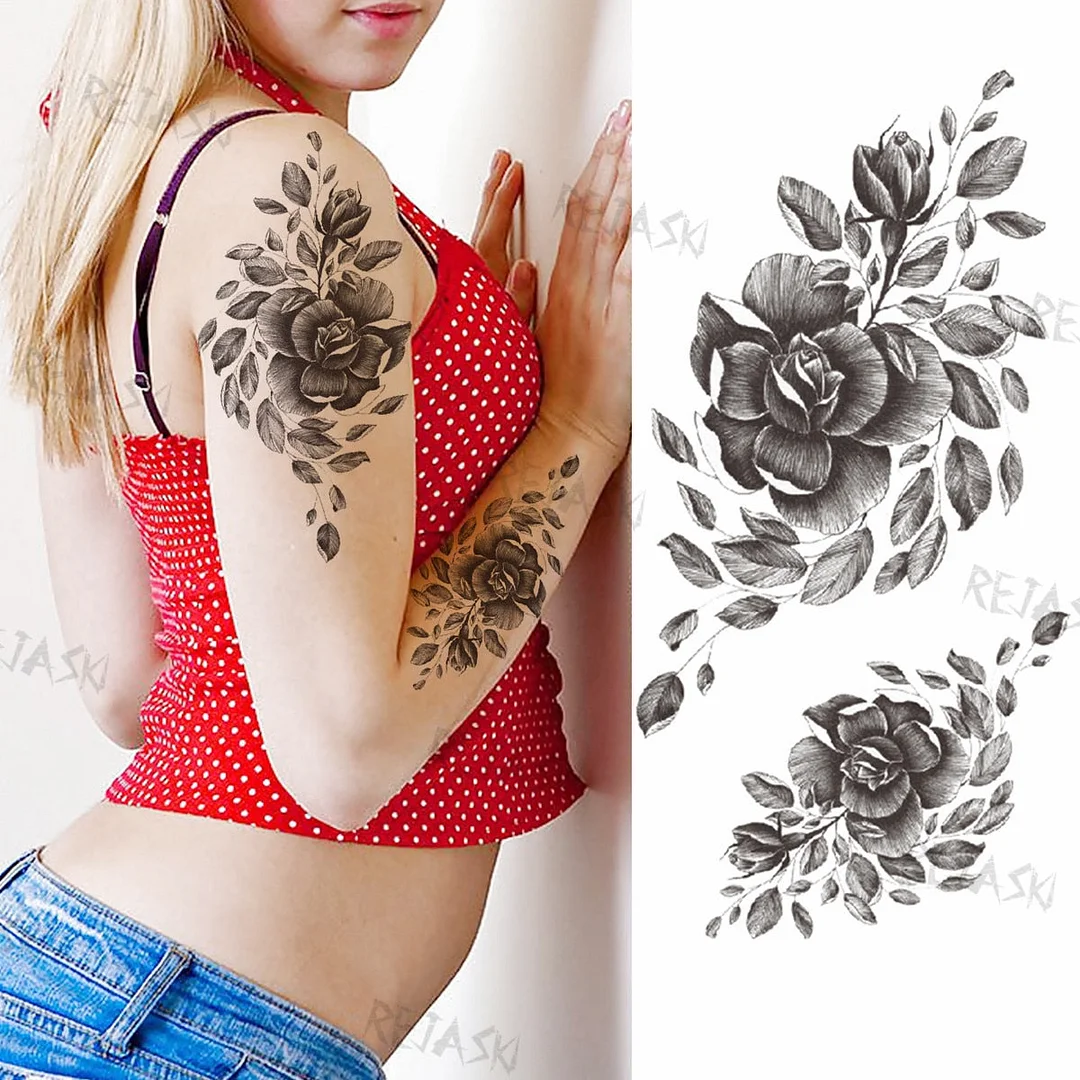 Gangster Wolf Temporary Tattoo For Women Men Death Skull Fake Tattoos Sticker DIY Harajuku Mermaid Waterproof Tatoo Body Art Arm