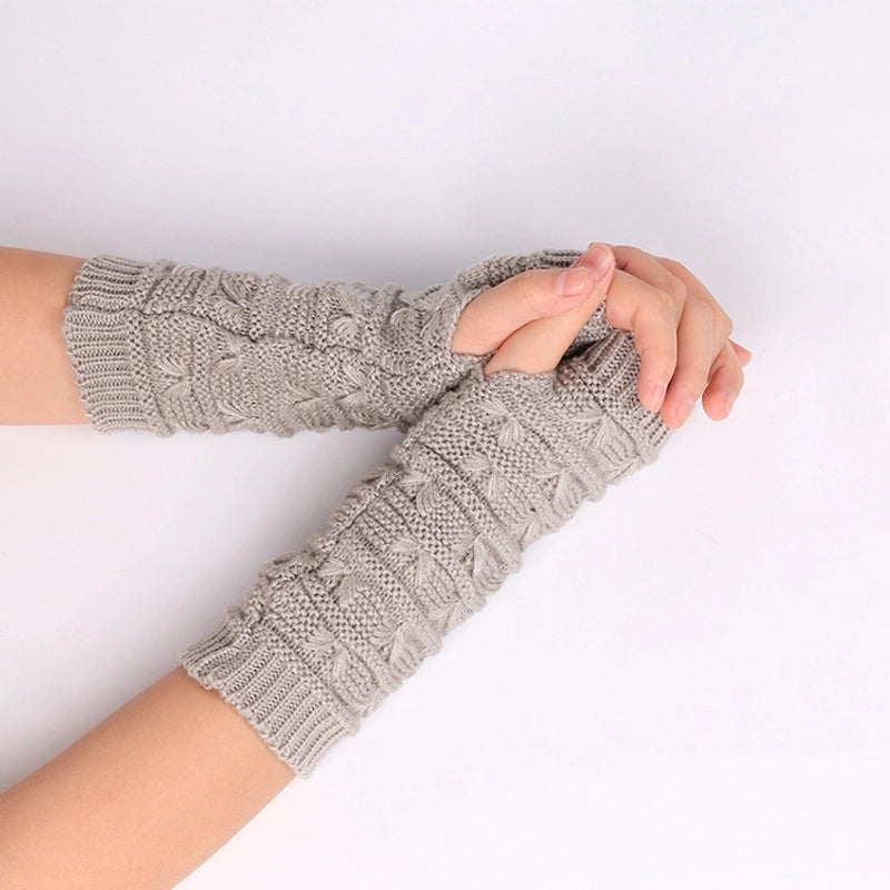 Wool Gloves Winter Cold-proof Knitted Warm Half-finger Computer Gloves Autumn And Winter Women’s Thickened Winter Sleeves