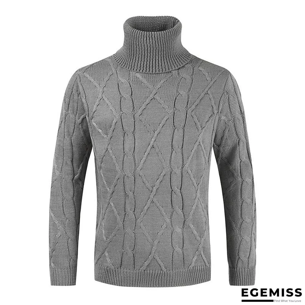 High Neck Loose Solid Color Men's Sweater | EGEMISS