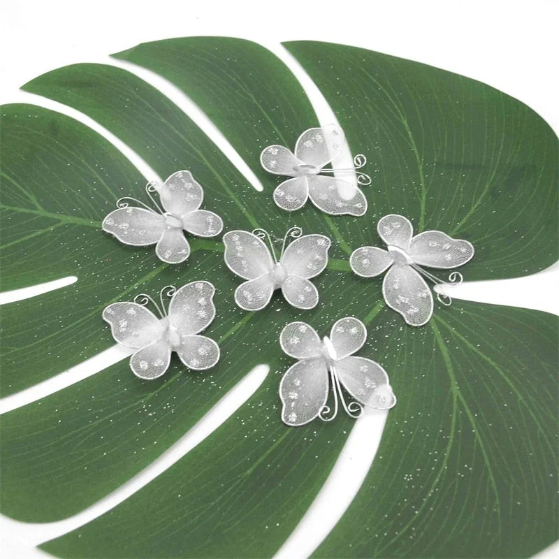 100Pcs  Multicolor Mesh PVC Butterfly 3D Wall Stickers For Girl Kids Baby Rooms Kitchen Fridge Wedding Home Decoration