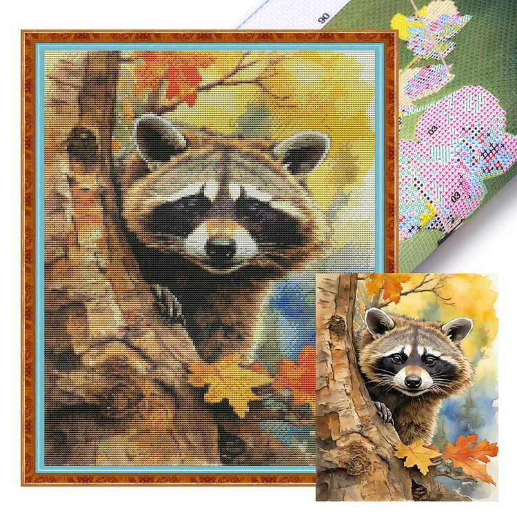 Woods Raccoon 11CT (40*50CM) Stamped Cross Stitch gbfke