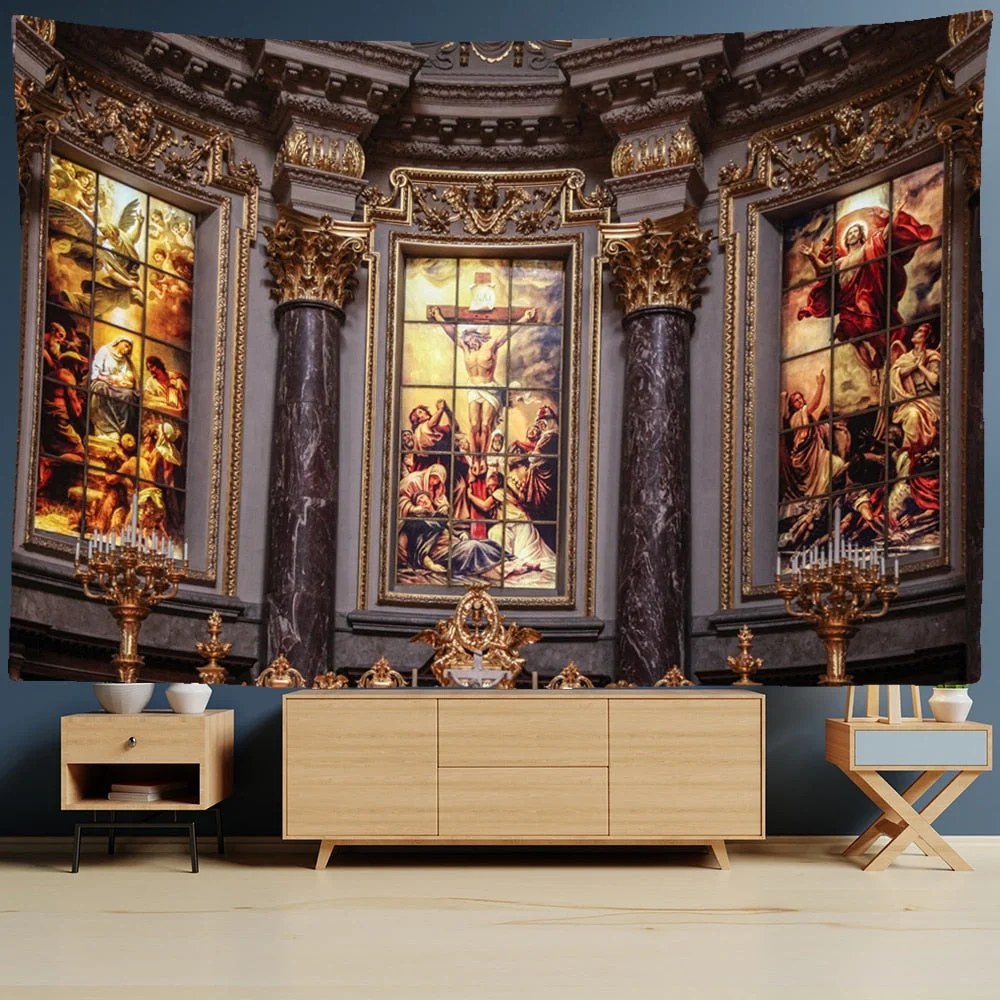 Vienna Christian Church Tapestry Home Boho Decor Witchcraft Wall Art Mural Drop Wall Cloth Christ Lord Angel Wall Tapestry