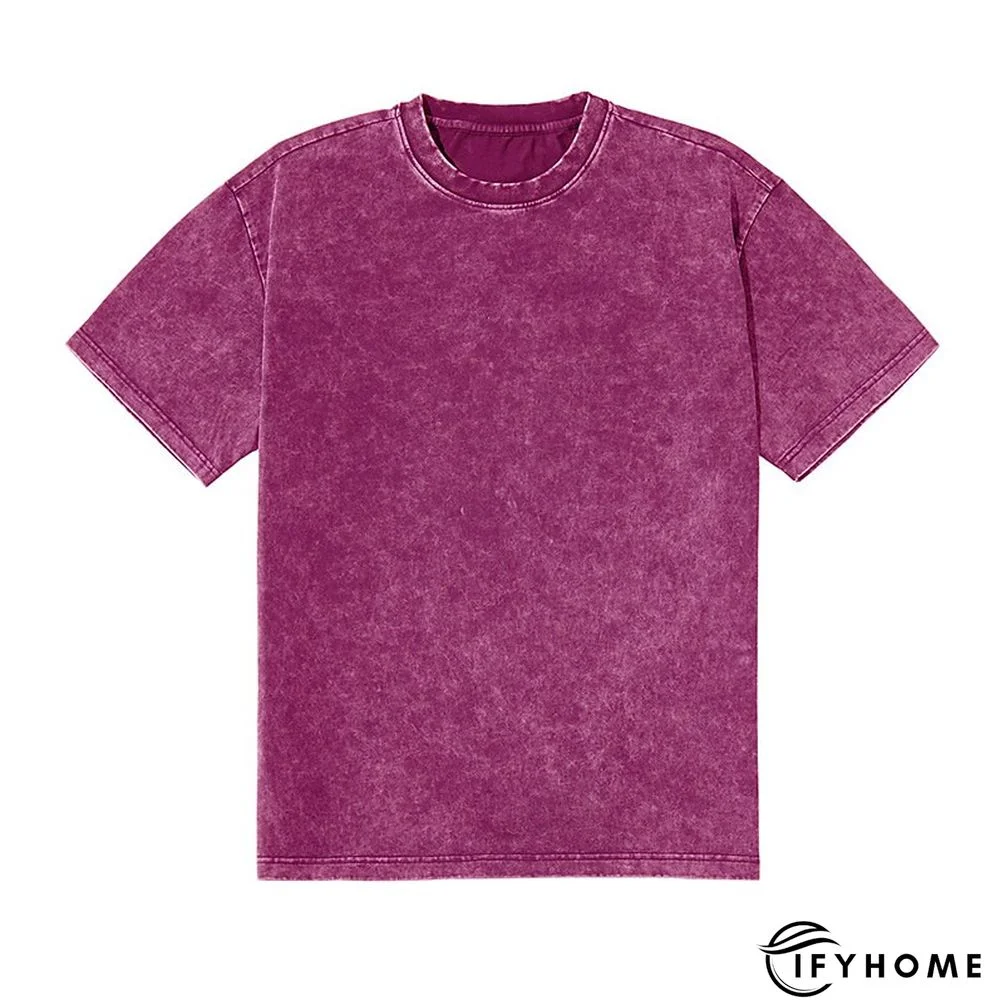 Men's 100% Cotton Acid Wash Shirt Oversized Shirt Plain Crew Neck Sports & Outdoor Daily Short Sleeve Clothing Apparel Fashion Designer Casual | IFYHOME