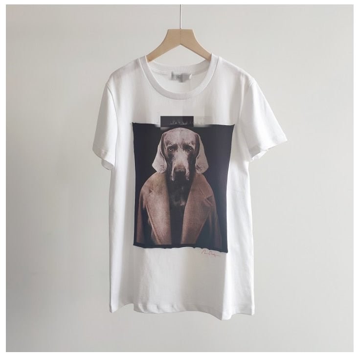 T-shirt Women Fashion Dog Print Tees Top Short Sleeve Causual Women Summer Streetwear Loose Female Pullover Outerwear Tee