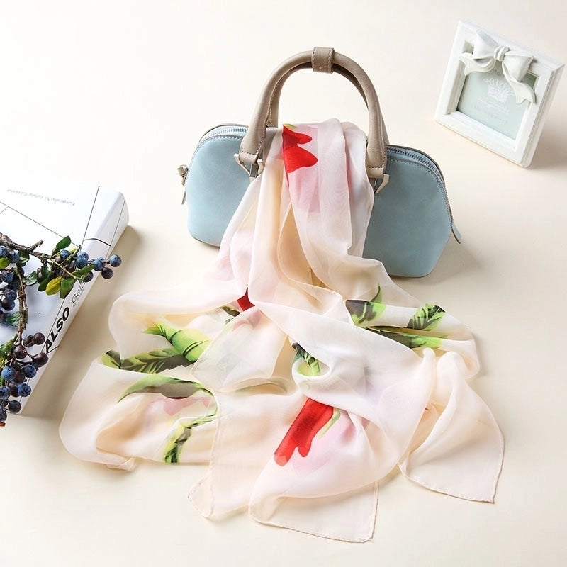 Sand Scarf Summer Small Scarf Dual-use Korean Style Small Scarf Classic Leopard Chiffon Scarf Women Thin Shawl