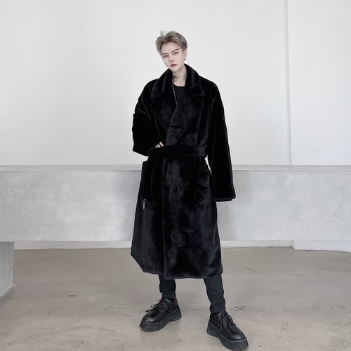 dawfashion-Winter Solid Color Metal Pendant Men's Rabbit Fur Thick Coat Jacket KK1558/P235-Dawfashion- Original Design Clothing Store-Halloween 2022