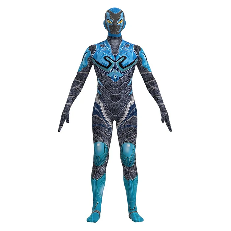 Kids Children Blue Beetle Outfits Cosplay Costume Jumpsuit Halloween Carnival Suit