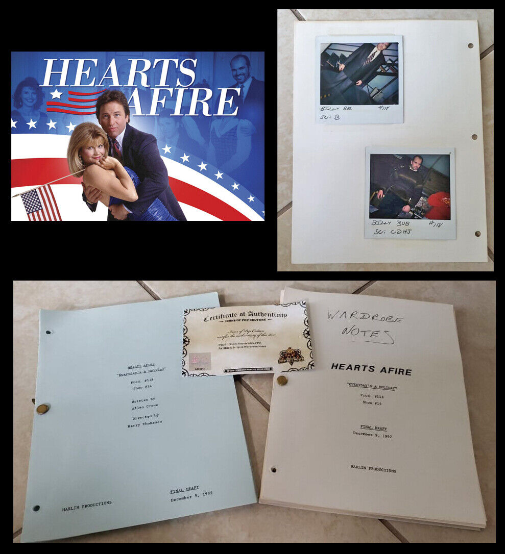 HEARTS AFIRE: Orig. Script/Continuity Photo Poster paintings John Ritter, Billy Bob Thornton+