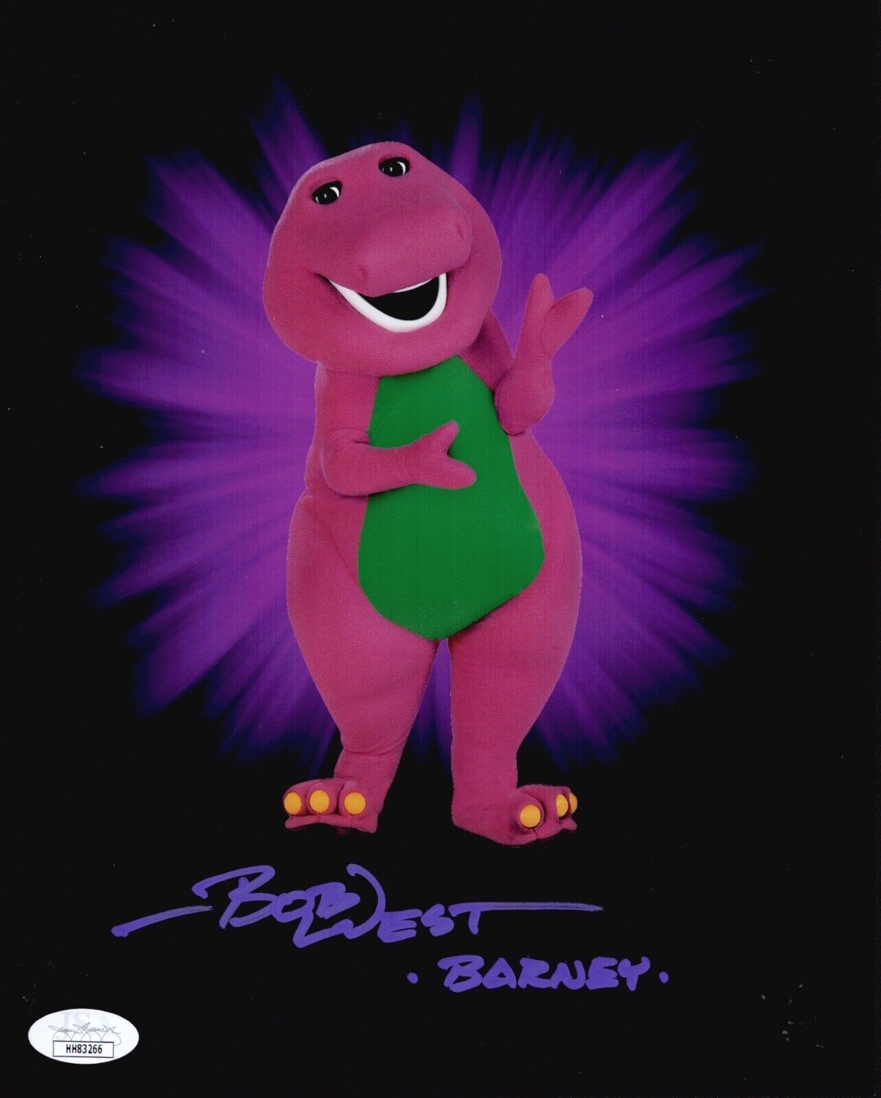 BOB WEST Signed BARNEY THE DINOSAUR 8x10 Photo Poster painting Autograph JSA COA Cert RARE