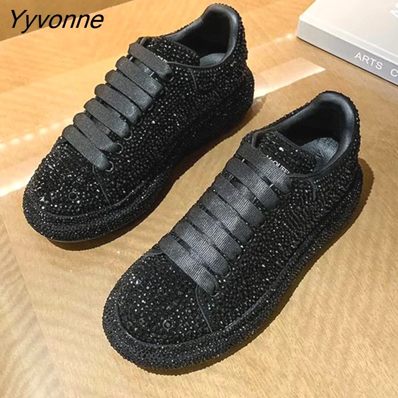 Yyvonne Women's Sneakers With Sparkles shoes Woman Shoes Luxury Platform Woman-shoes Womens Trainers Rhinestone Fashion Heels Casual