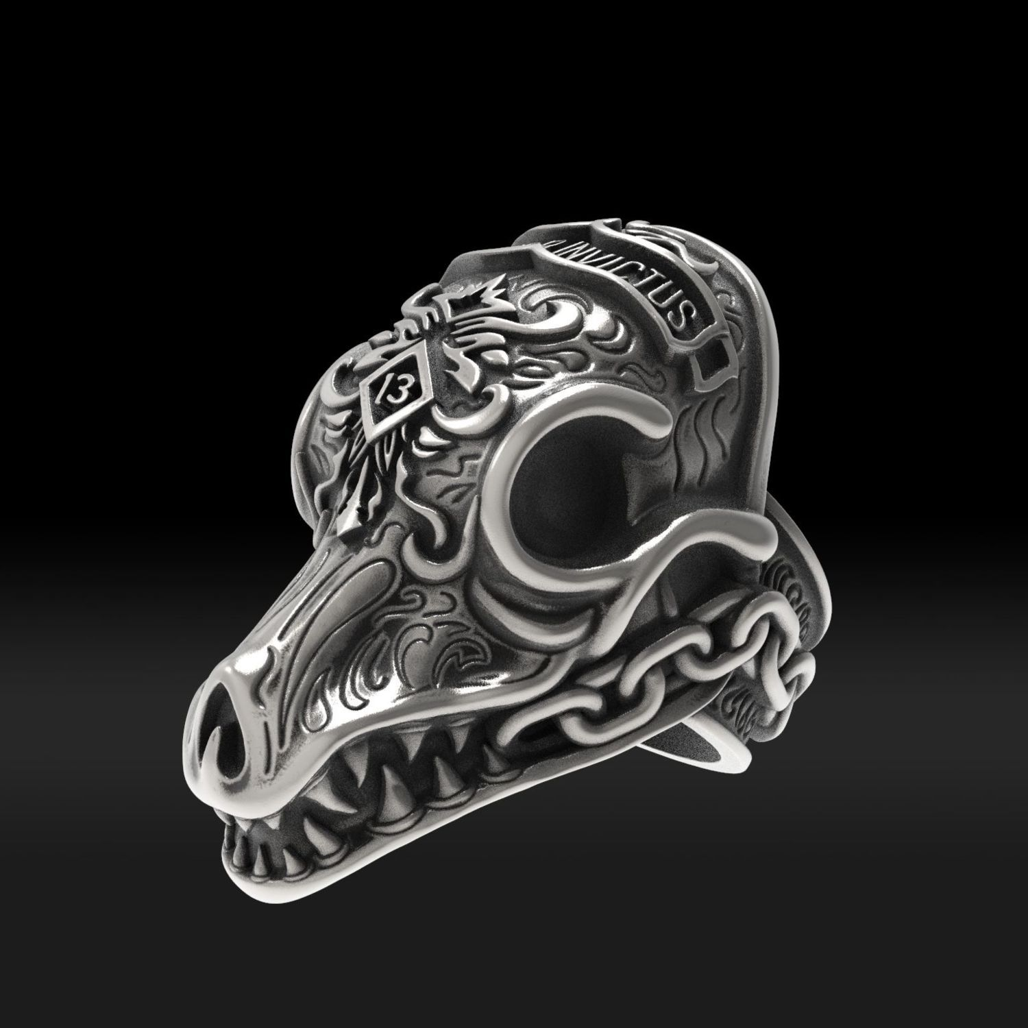 Stainless Steel Skull Knight Ring