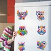 (US Local)6Pcs Acrylic  Owls Diamond Painting Fridge Magnet for Fridge Whiteboard