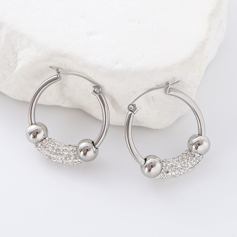 IG Style Round Geometric Stainless Steel Electroplating Stud Earrings