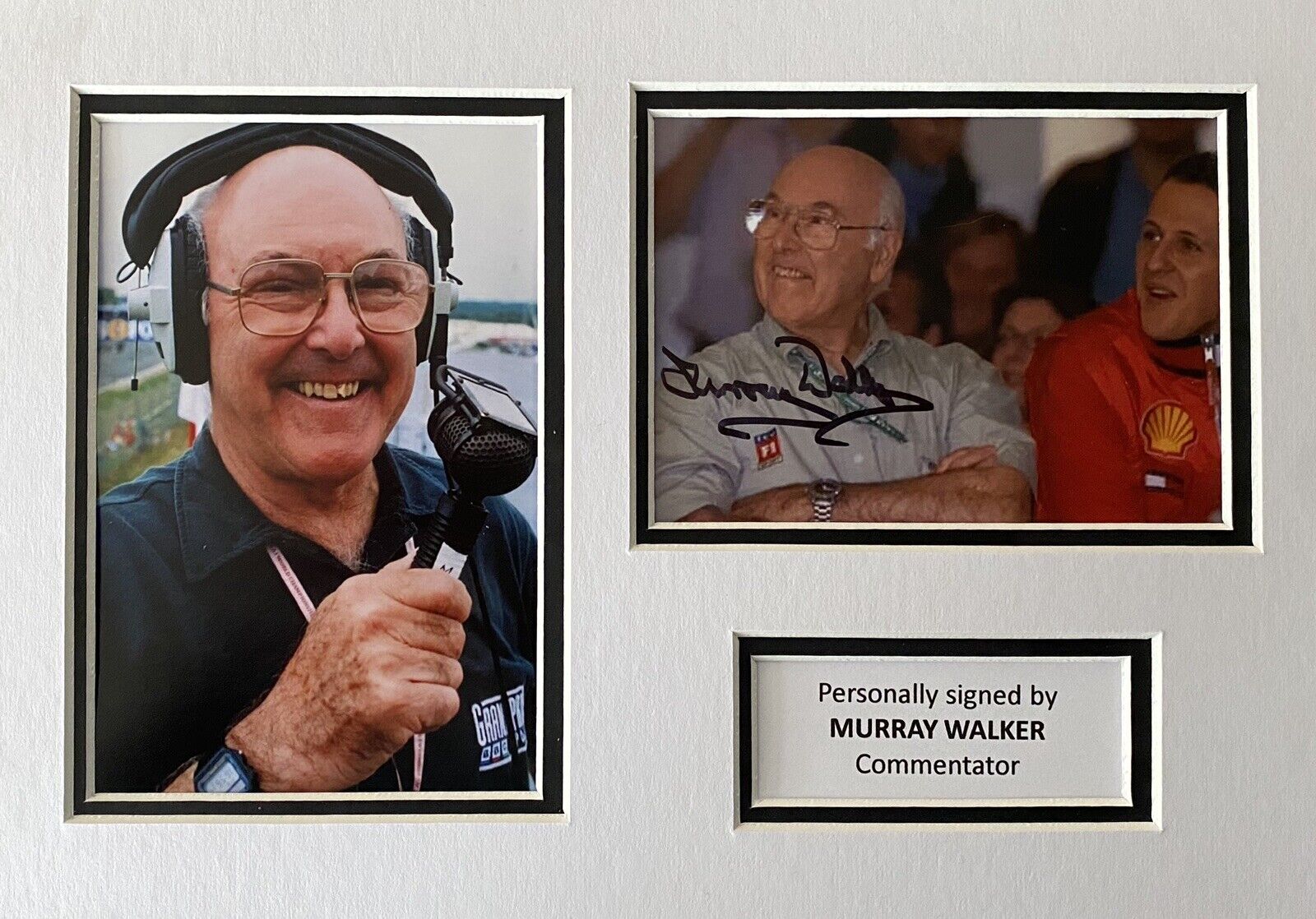 Murray Walker Genuine Hand Signed Photo Poster painting In A4 Display, F1, 8