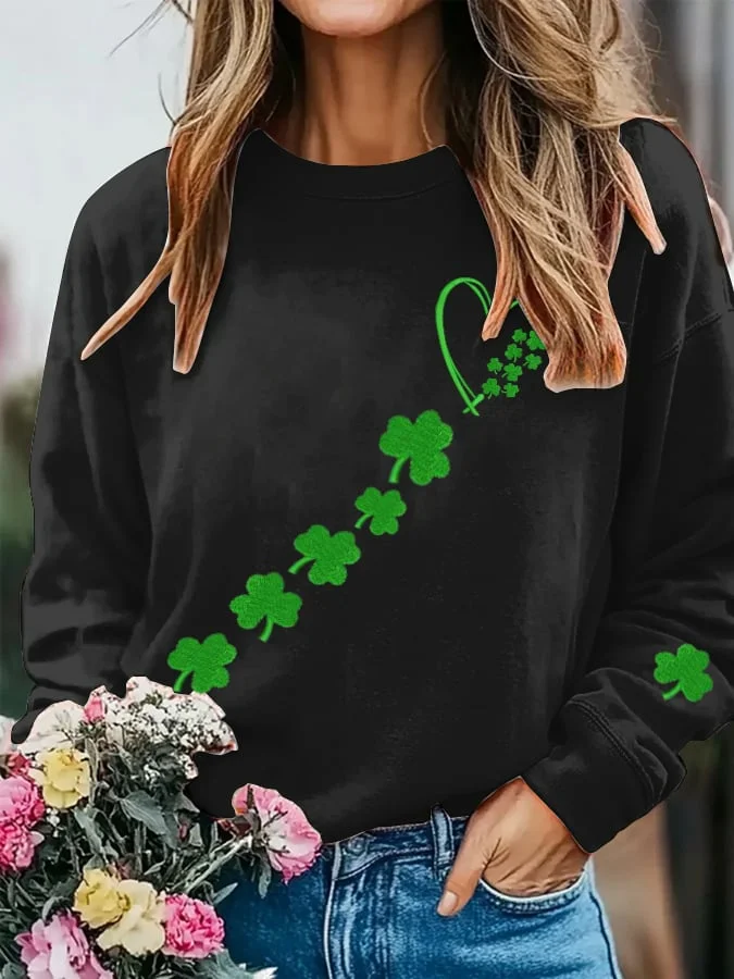 St. Patrick's Day Clover Printed Fleece-lined Unisex Sweatshirt socialshop
