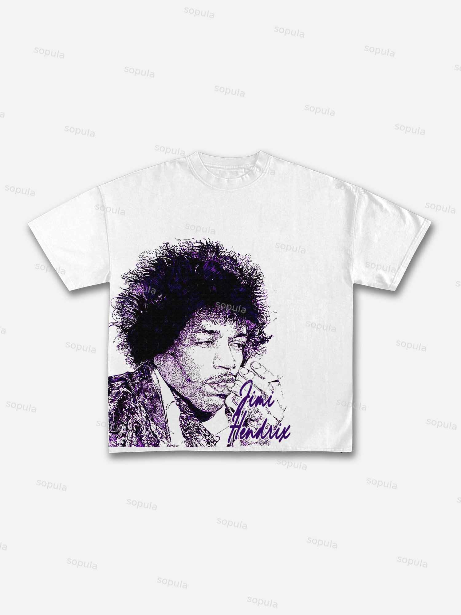 Jimi Hendrix Print Cotton T-shirt - Sopula｜Premium Graphic Tees & Graphic Clothing