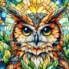 Glass Painting-Owl-11CT Stamped Cross Stitch 40*40cm/15.75*15.75in tapestrymarket