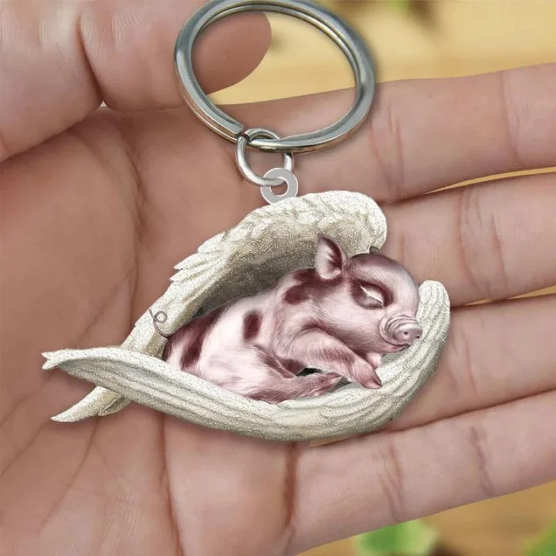 VigorDaily Sleeping Angel Acrylic Keychain Pig SA241